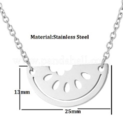 女性用304ステンレススチール製スイカ型抜きペンダントネックレス  変色なし  ステンレス鋼色  17.72インチ（45cm）&nbsp;WG9F79E-02