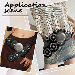 Western Retro PU Leather & Resin Imitation Gemstone Disc Chain Belts with Alloy Buckles&nbsp;AJEW-WH20060-33