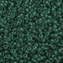 MIYUKIラウンドロカイユビーズ  日本製シードビーズ  11/0  (rr147f) マットな透明なエメラルド  2x1.3mm  穴：0.8mm  約5500個/50g&nbsp;SEED-X0054-RR0147F