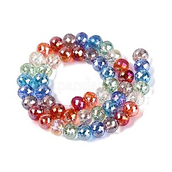 電気メッキ透明ガラスビーズ連売り  ロンデル  多面カット  ミックスカラー  8~8.5x6~6.5mm  穴：1.2~1.5mm  約48~49個/連  12.01~12.40インチ（30.5~31.5cm）&nbsp;EGLA-N022-17A-C01