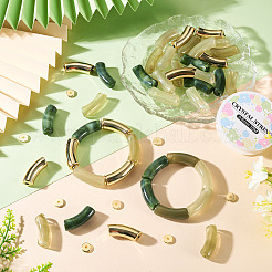 32色のカーブチューブアクリルビーズ4個  1ロール弾性クリスタルスレッド  真鍮ディスクビーズ20個  アクリル曲面チューブビーズ1個  ミックスカラー  34~36x11.5~13.5x11~13mm  穴：3mm  8個/カラー&nbsp;DIY-TA0014-73