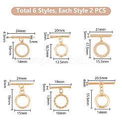 真鍮トグル留め具12種類6個  リング  18KGP本金メッキ  15.5~19x13~15x2mm  穴：1~2mm  2個/スタイル&nbsp;KK-PH0006-45