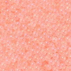 蓄光透明ガラスシードラウンドビーズ  穴なし/ドリルなし  グレードA  鮭色  3~3.5mm  約7500個/袋&nbsp;GLAA-F124-D01-B