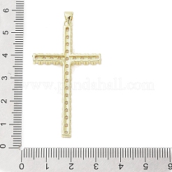 18k ゴールドメッキ真鍮製ガラスペンダント  クロス  透明  51x28.5x4mm  穴：3.5x4.1mm&nbsp;KK-A209-11G-01