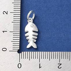 925スターリングシルバーペンダント  丸カン付き魚チャーム  銀  15.5x7x2mm  穴：4mm&nbsp;STER-E071-01S-06