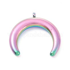 イオンプレーティング（IP）304ステンレスペンダント  ダブルホーン/三日月  虹色  22.5x23x4mm  穴：1.8mm&nbsp;STAS-F229-01-M