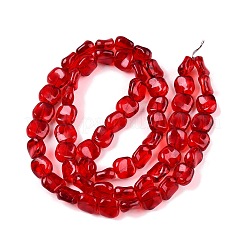 電気メッキガラスビーズセット  パール光沢メッキ  正方形  レッド  10.5x10.5~11x6.5mm  穴：1mm  約59~60個/連  25.12~25.59インチ（63.8~65cm）&nbsp;EGLA-N012-07N
