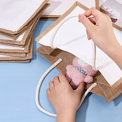 リネン生地のトートバッグ  持ち手付きショッピングバッグ  長方形  ホワイトスモーク  21x32x13cm&nbsp;ABAG-WH0045-102