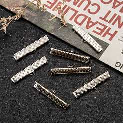 アイアン製カシメリボン止めエンドパーツ  プラチナ  8x35mm  穴：1mm&nbsp;E184Y