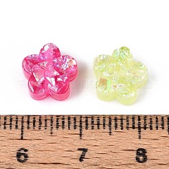透明樹脂ビーズ  花  グリッターパウダー付き  ミックスカラー  9x9.5x4.5mm  穴：1.2mm&nbsp;RESI-N048-01
