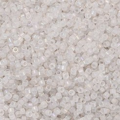 シリンダーシードビーズ  つや消しab色  丸い穴  均一サイズ  ホワイト  2x1.5mm  穴：0.8mm  約888個/10g&nbsp;X-SEED-H001-F06