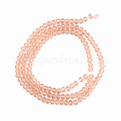 ガラスビーズ連売り  多面カット  ロンデル  鮭色  4x3mm  穴：0.4mm  約105~110個/連  38~39のCM。&nbsp;X-EGLA-A034-T4mm-D21
