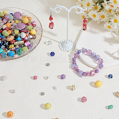 220g メッキアクリルビーズ  ライン入り  混合図形  ミックスカラー  6~22x6~16x3~10mm  穴：1~3mm&nbsp;MACR-PA0001-56