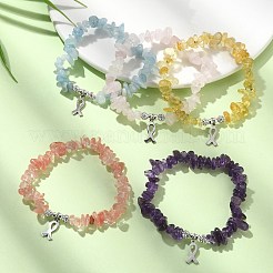Natural & Synthetic Mixed Gemstone Chips Beaded Stretch Bracelets&nbsp;BJEW-JB09586