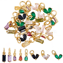30Pcs 3 Styles Brass Micro Pave Cubic Zirconia Charms&nbsp;ZIRC-SC0001-39