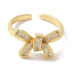 Bowknot Brass Micro Pave Clear Cubic Zirconia Open Cuff Rings for Women&nbsp;LS-RJEW-C098-08G