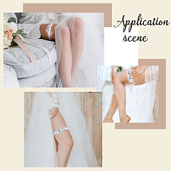 4Pcs 2 Styles Polyester Rhinestone Lace Flower Garter Leg Ring for Women&nbsp;AJEW-HY0003-36