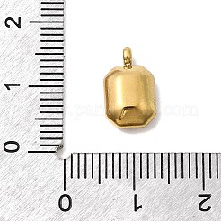 304ステンレススチール、ラインストーンペンダント付き  長方形チャーム  イオンプレーティング（ip）  ゴールドカラー  ライトピーチ  12.5x7.5x5mm  穴：1.8mm&nbsp;STAS-Z179-37G-01
