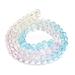 透明塗装ガラスビーズ連売り  多面カット  ロンデル  カラフル  6x5mm  穴：1mm  約80~85個/連  38~40cm&nbsp;DGLA-A034-T6mm-A21