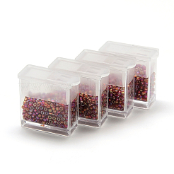 プラスチックビーズ収納ケース  フリップトップビーズ収納  シードビーズ収納ボックス  長方形  透明  2.7x2.7x1.3cm  穴：0.8x1のCM&nbsp;X-CON-R010-02