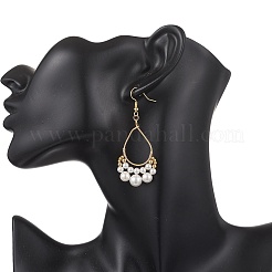 Copper Wired Shell Pearl & Pearl Dangle Earrings&nbsp;EJEW-JE06902