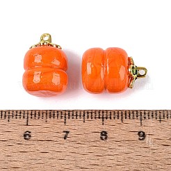 手作りランプワークペンダント  柿のチャーム  黄金トーン合金パーツ  レッドオレンジ  17x12mm  穴：1.5mm&nbsp;LAMP-N042-14A