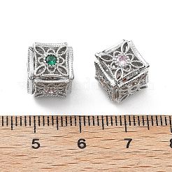Brass Micro Pave Cubic Zirconia Beads&nbsp;KK-G523-12P
