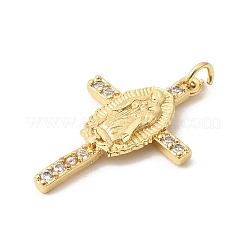 Brass Micro Pave Clear Cubic Zirconia Pendants&nbsp;KK-K419-11G