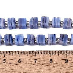 手作りのネパールランプワークビーズ連売り  3D 立方体ボックス形状  コーンフラワーブルー  5.5x6x5.5mm  穴：1mm  約51~53個/連  15.59''~16.26''（39.6~41.3センチメートル）&nbsp;LAMP-M019-01E