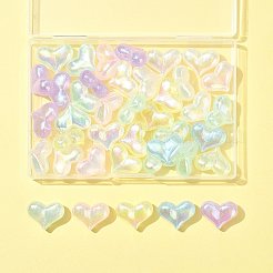 40 個の UV メッキレインボー虹色アクリルビーズ  グリッターパウダー付き  ハート  ミックスカラー  16.5x22.5x9mm  穴：1.6mm&nbsp;OACR-FS0002-25