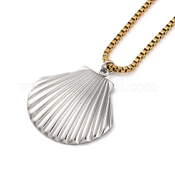 304 Stainless Steel Summer Beach Pendant Box Chain Necklaces&nbsp;NJEW-K389-01GP-03