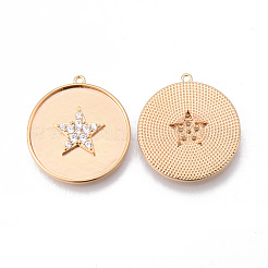 Brass Micro Pave Clear Cubic Zirconia Pendants&nbsp;KK-N232-160-NF