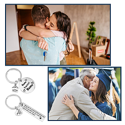 8Pcs 8 Style 304 Stainless Steel Lettering Keychains&nbsp;KEYC-PH0001-57