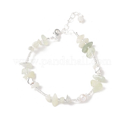Natural Pearl & Natural Xiuyan Jade Chip Beaded Bracelets&nbsp;BJEW-C068-05S