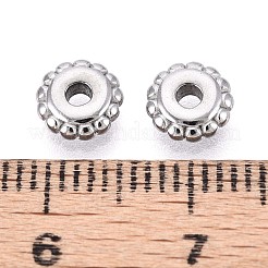 変色しない304ステンレススチールディスクビーズ  花  ステンレス鋼色  6x2mm  穴：1.2mm&nbsp;STAS-P319-14B-P