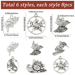 48Pcs 6 Styles Tibetan Style Alloy Pendants&nbsp;FIND-SC0019-41