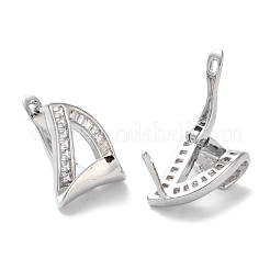 真鍮の三角フープピアス  ガラスと  プラチナメッキ  15x12.5x13.5mm&nbsp;EJEW-C121-13P