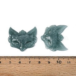天然ミャンマー翡翠彫刻ペンダント  キツネの仮面のお守り  28.5x30.5x4.5~5.5mm  穴：1mm&nbsp;G-T143-38A