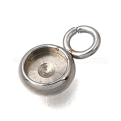 304ステンレススチールペンダントカボションセッティング  フラットラウンド  ステンレス鋼色  トレイ：4mm  10x6x2mm  穴：2mm&nbsp;STAS-F365-02A-P