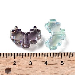 UVメッキ虹色透明アクリルビーズ  二層ビーズ  ハート  混合図形  13.5x20x7mm  穴：2.6mm&nbsp;MACR-D032-09