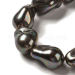 電気メッキガラス模造真珠ビーズ連売り  ナゲット  ブラック  22.5x15.5x15mm  穴：0.8mm  約19個/連  15.87''（40.3センチメートル）&nbsp;BSHE-M035-01A-04-1