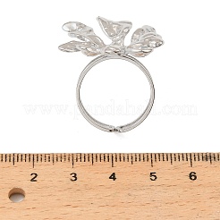 304ステンレススチールカフオープンリング  花  ステンレス鋼色  18mm&nbsp;RJEW-D350-04P-02