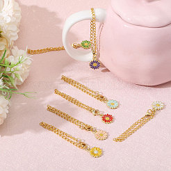 7Pcs 7 Colors Flower Alloy Enamel Cup Charms&nbsp;HJEW-GL00001
