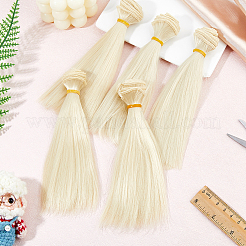 高温ファイバー人形ウィッグヘア  DIYの女の子のためのbjdメイキングアクセサリー  小麦  100x15.5~16.5mm&nbsp;AJEW-WH0561-83A-13