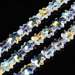 電気メッキ透明ガラスビーズ連売り  ABカラーメッキ  多面カット  クマ  クリアAB  9.5x8.5x4mm  穴：1mm  約78~79個/連  28.93~29.33インチ（73.5~74.5cm）&nbsp;EGLA-N002-21A-B01