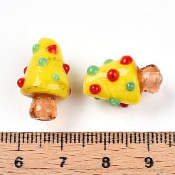 手作りのランプワークの凹凸のあるビーズ  クリスマスツリーのチャーム  ミックスカラー  17.5~20x11~14.5mm  穴：1~1.6mm&nbsp;LAMP-T022-02A-01