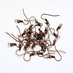ピアスジュエリーパーツ赤い銅鉄ピアスフック  水平ループ付き  ニッケルフリー  17~19x0.8mm  穴：2mm  ピン：0.6mm&nbsp;X-E135-NFR