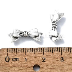 チベット風合金ビーズ  蝶結び  アンティークシルバー  8x19.5x4mm  穴：1.8mm&nbsp;X-TIBEB-F065-07AS-08