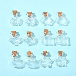 ビーズ容器用ガラスボトル 12個 6スタイル  コルク栓付き  ウィッシングボトル  混合図形  透明  2.45~2.5x1.4~2.2cm  穴：5.5~6mm  2個/スタイル&nbsp;BOTT-FS0001-05
