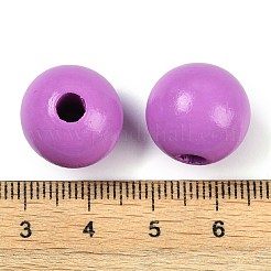 スプレー塗装ウッドヨーロッパビーズ  大穴ビーズ  ラウンド  紫色のメディア  16x14.5mm  穴：4mm&nbsp;WOOD-SZC0001-09C